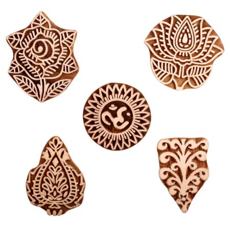 Set of 5 Piece New Mix Wooden Printing Block